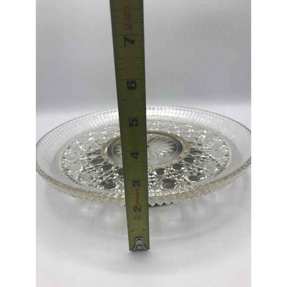 Vintage 1970’s Federal Glass Windor pattern clear button & cane footed plate. - Picture 7 of 9